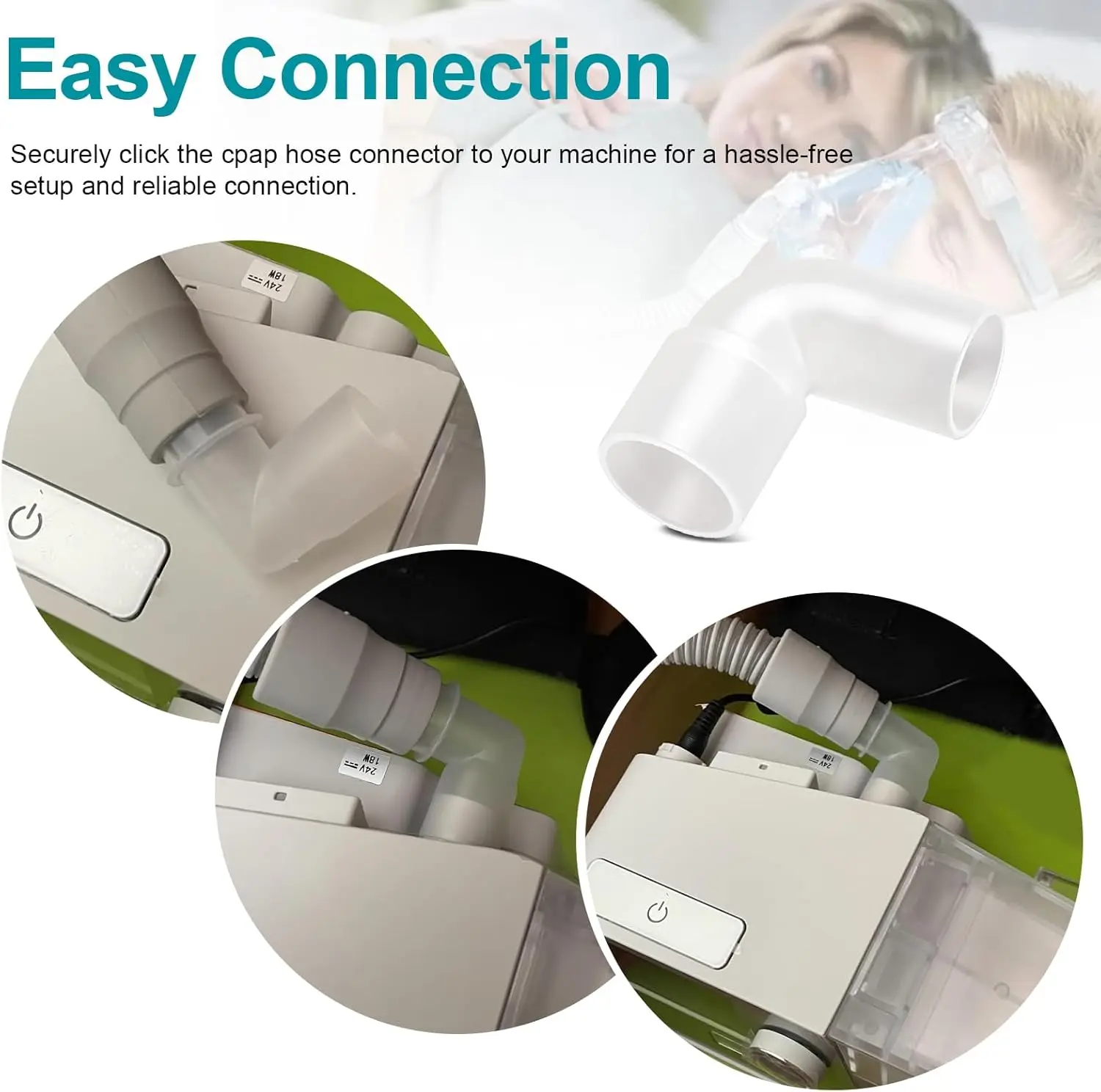 CPAP-Winkelanschluss, kompatibel mit ResMed AirSense10, AirCurve10, Resmed 11, 90-Grad-Universal-CPAP-Schlauch – Detail 5