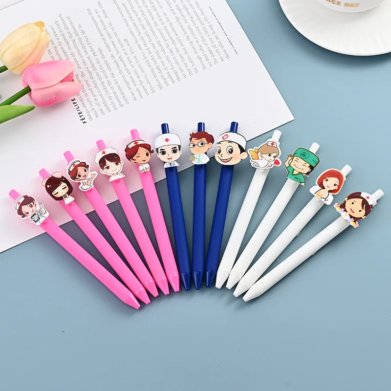 Creative Gel Pens for Doctors Nurses 0.5mm Black Ink Cartoon Retractable Gel Pens Writing Pen Hospital Supplies