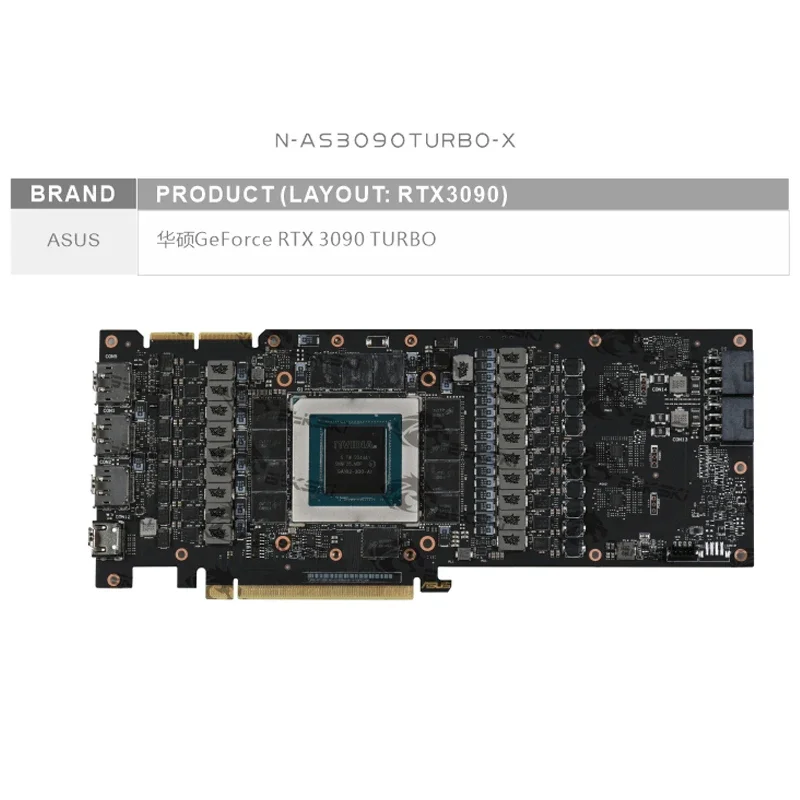 Bykski GPU Water Block for ASUS RTX3090/3080ti TURBO Video Card / with Backplane Copper Cooler RGB Radiator N-AS3090TURBO-X