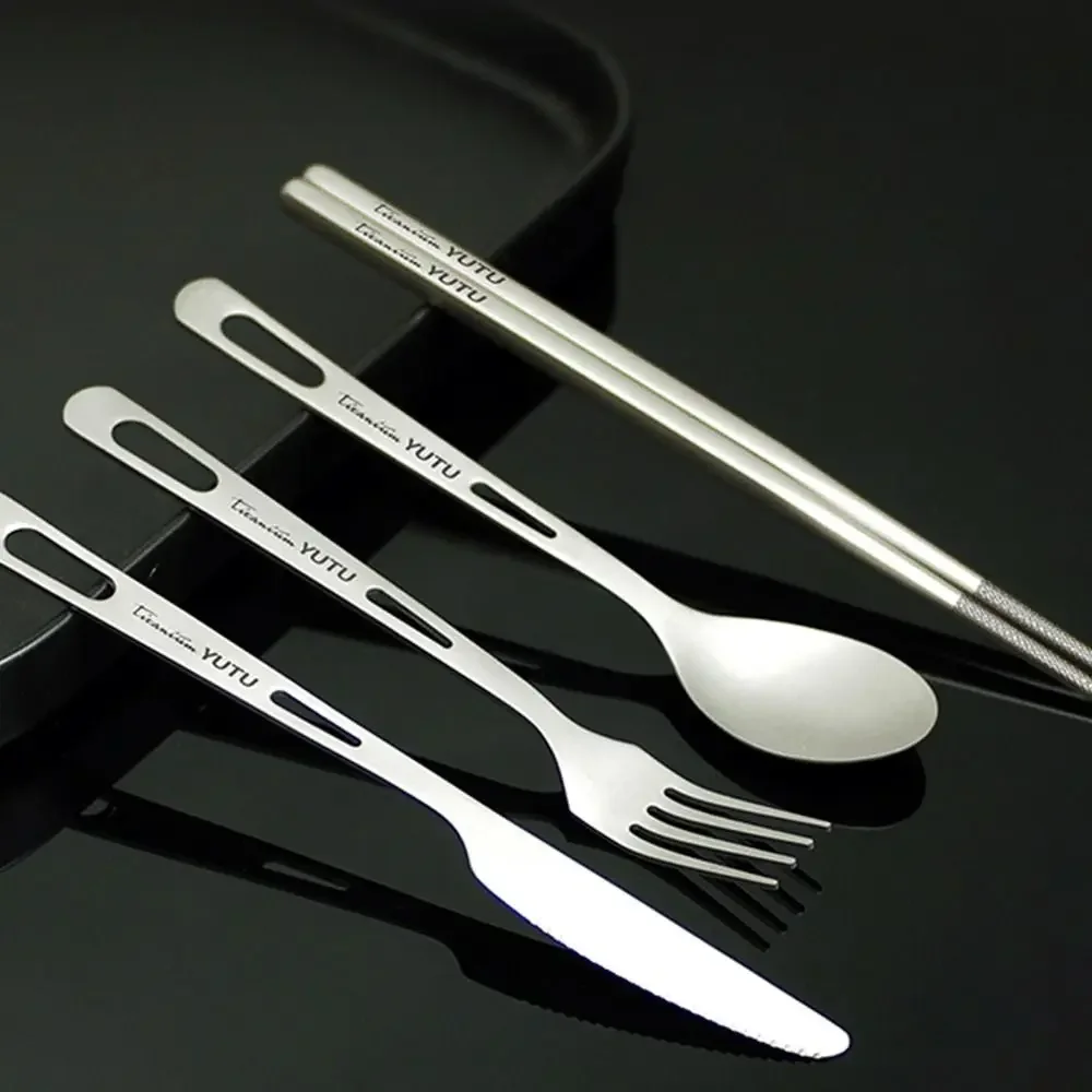 Ultralight Dinnerware Sets Hiking Outdoor Travelling Knife Fork Spoon Chopstick Titanium Tableware Flatware Set