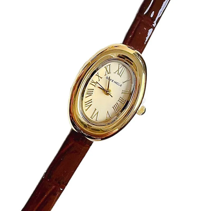 ساعة يد نسائية رائعة، شكل بيضاوي جديد، حزام جلدي، طراز عتيق، ساعة يد نسائية أنيقة، مناسبة للنساء. #5