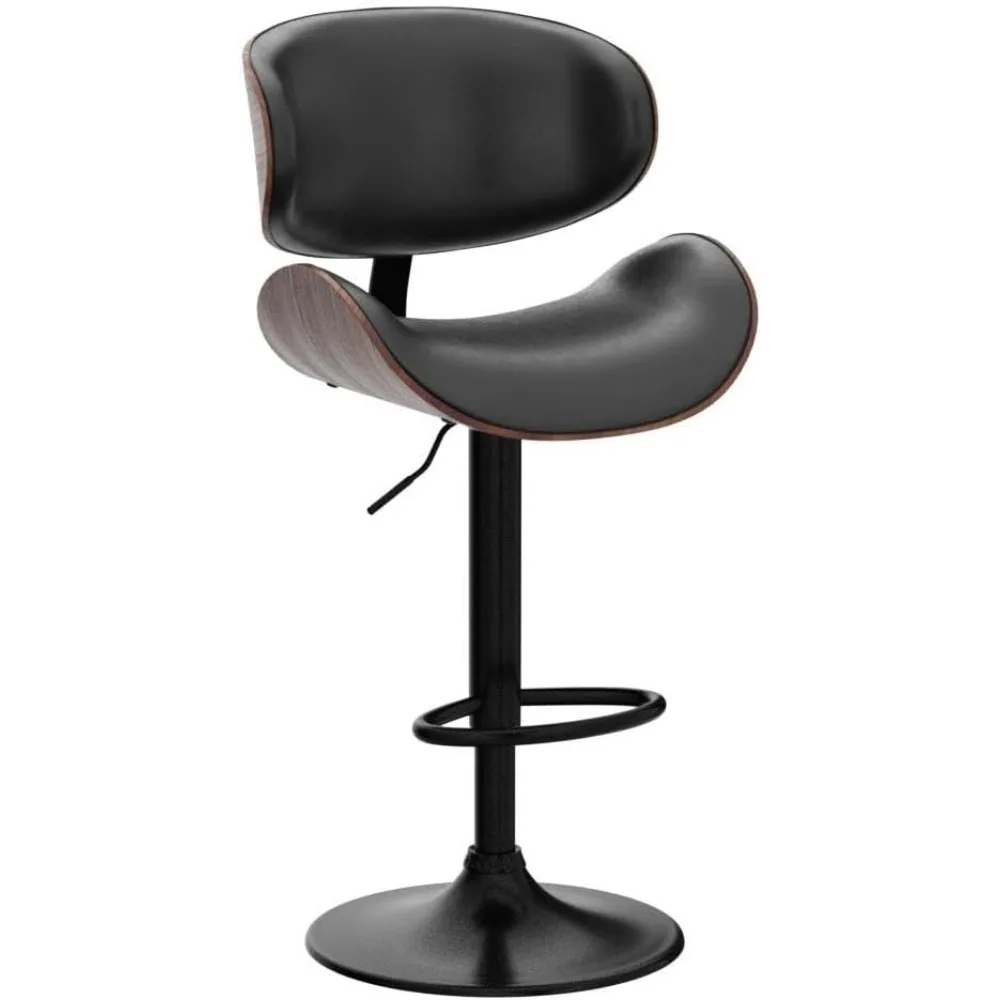 Ensemble de tabourets de bar à commotion réglables en cuir PU moderne, tabouret de bar Island avec dos, tabouret de bar de comptoir de cuisine, noir, piste de bar, 2 pièces