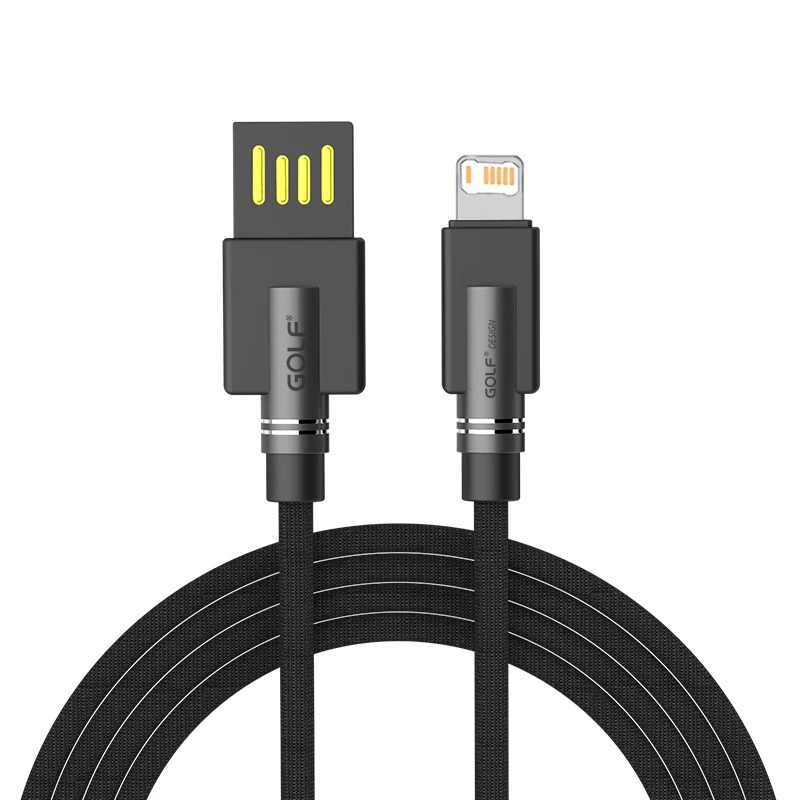 Double Sided USB Fast Charging Cable For iPhone 11 12 13 mini 14 Pro Max X XR XS Max 6 6S 7 8 Plus Fabric Braided Cord Data Line