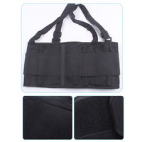 Portable Breathable Back Support Belt Adjustable Waist Lumbar Brace Strap Black Stretches Nylon Pain Relief Durability Comfort