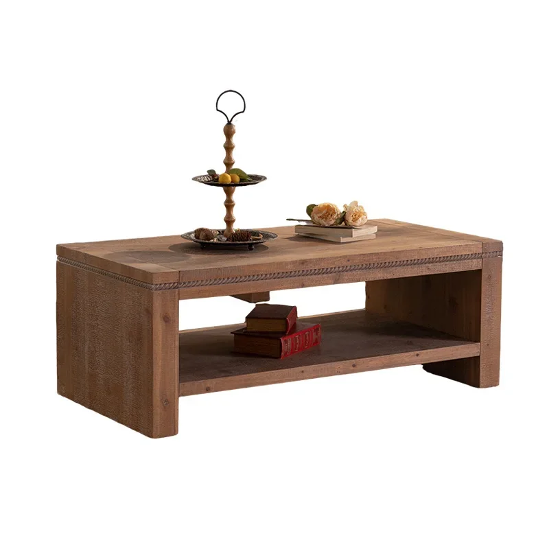 

American retro living room, pure solid wood coffee table bed and breakfast, old coffee table small apartment home