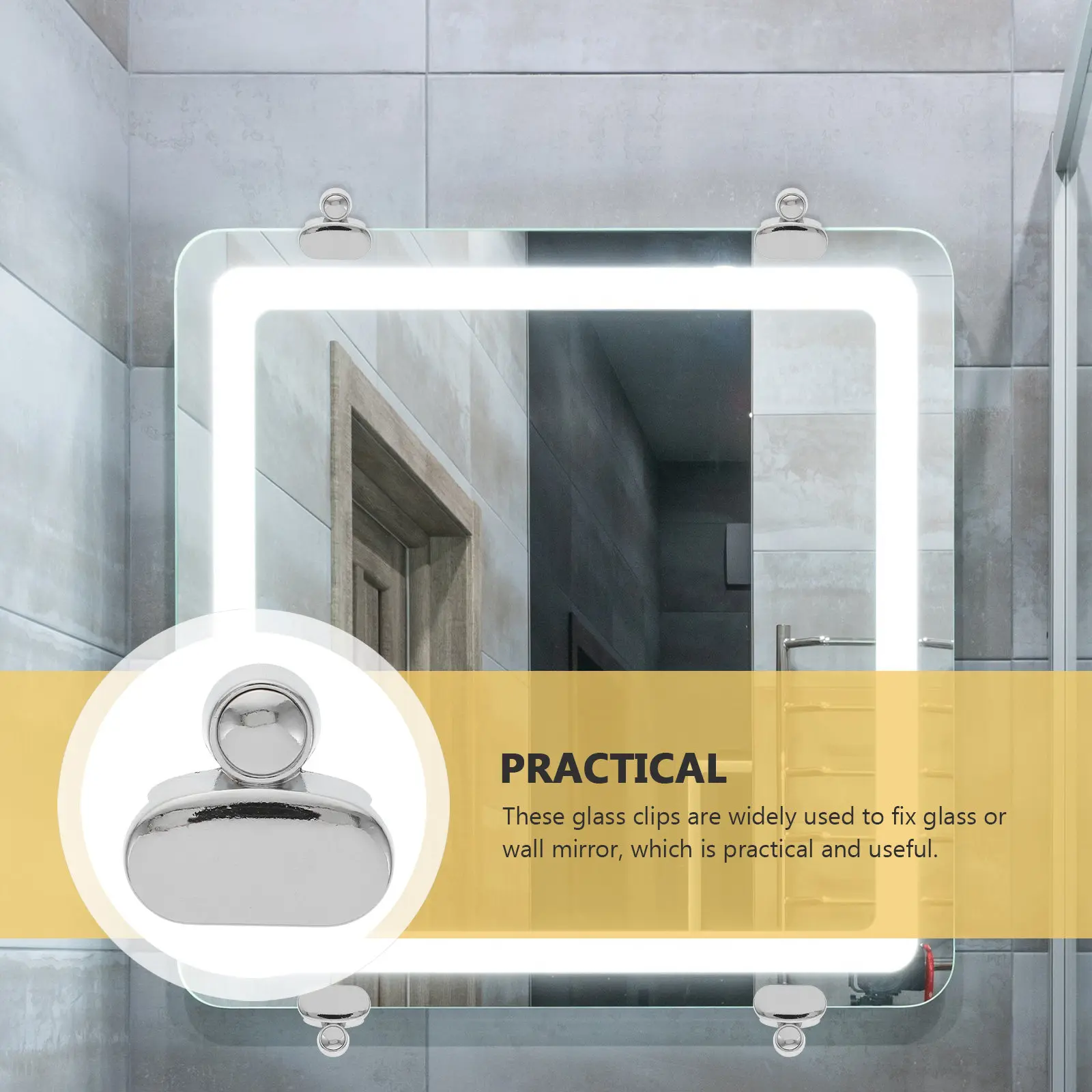 

Комплект из 4 настенных зажимов для зеркал из цинкового сплава, без сверления, для безопасного крепления зеркальных панелей