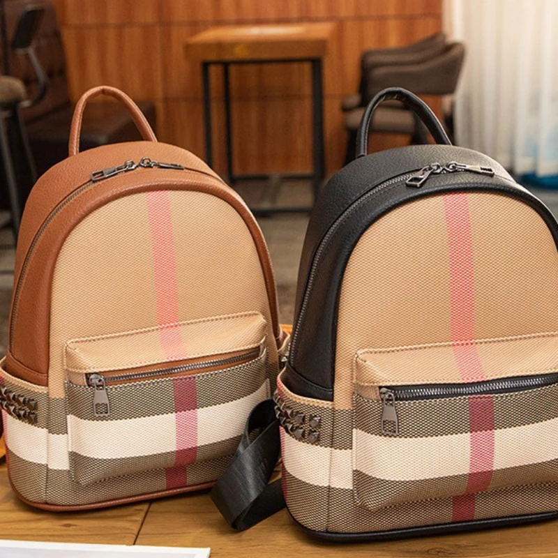 2025 nuovo zaino scozzese da donna, zaino alla moda e casual di grande capacità per viaggi, zaino da studente