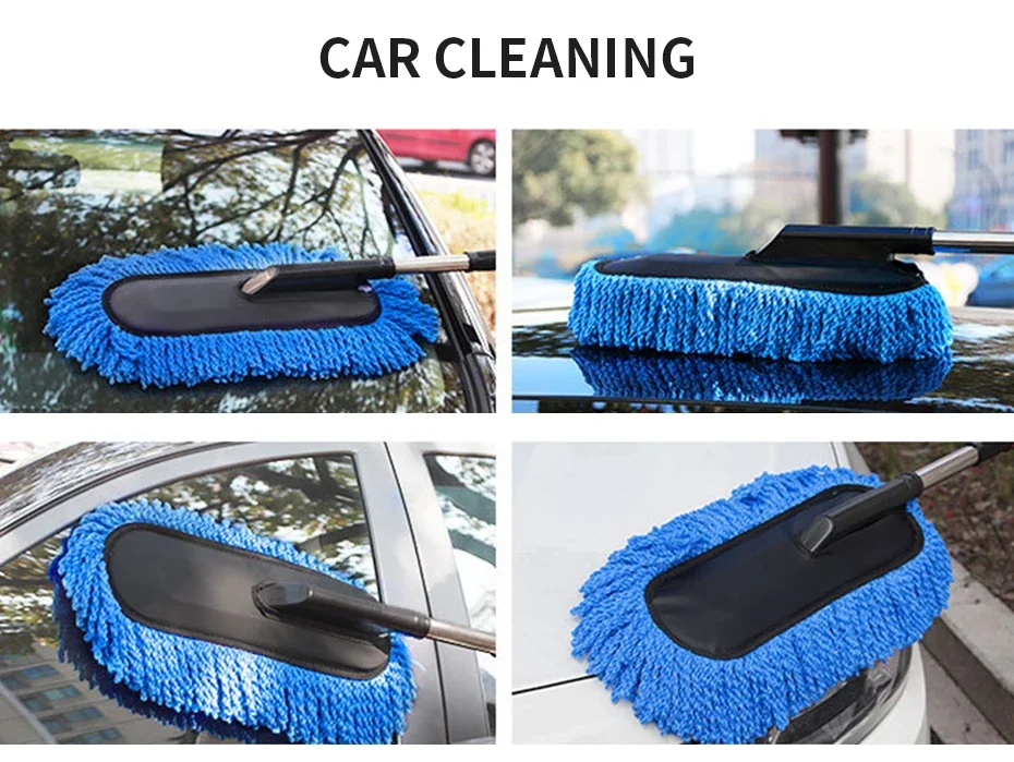 Mikrofaser-Autowaschmop mit Ausziehbarem Griff, Weiche Reinigungsbürste für Autopflege, Staubentferner und Waschzubehör – Detail 13