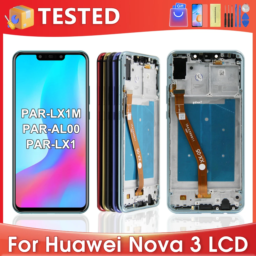 6.3\'\'For HUAWEI Nova 3 For Nova3 PAR-AL00 LX1M LX1 LX9 TL20 LCD Display Touch Screen Digitizer Assembly Replacement