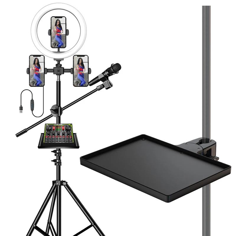 New Microphone Stand Soundcard Tray Clip Holder For Live Tripod Bracket Mic Holder Accessories