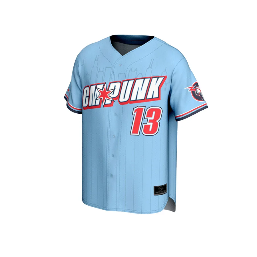 

Youth Blue CM Punk Chicago Baseball T-Shirt Simple Stylish Retro Loose Breathable Suitable For Outdoor Sports And Fitness