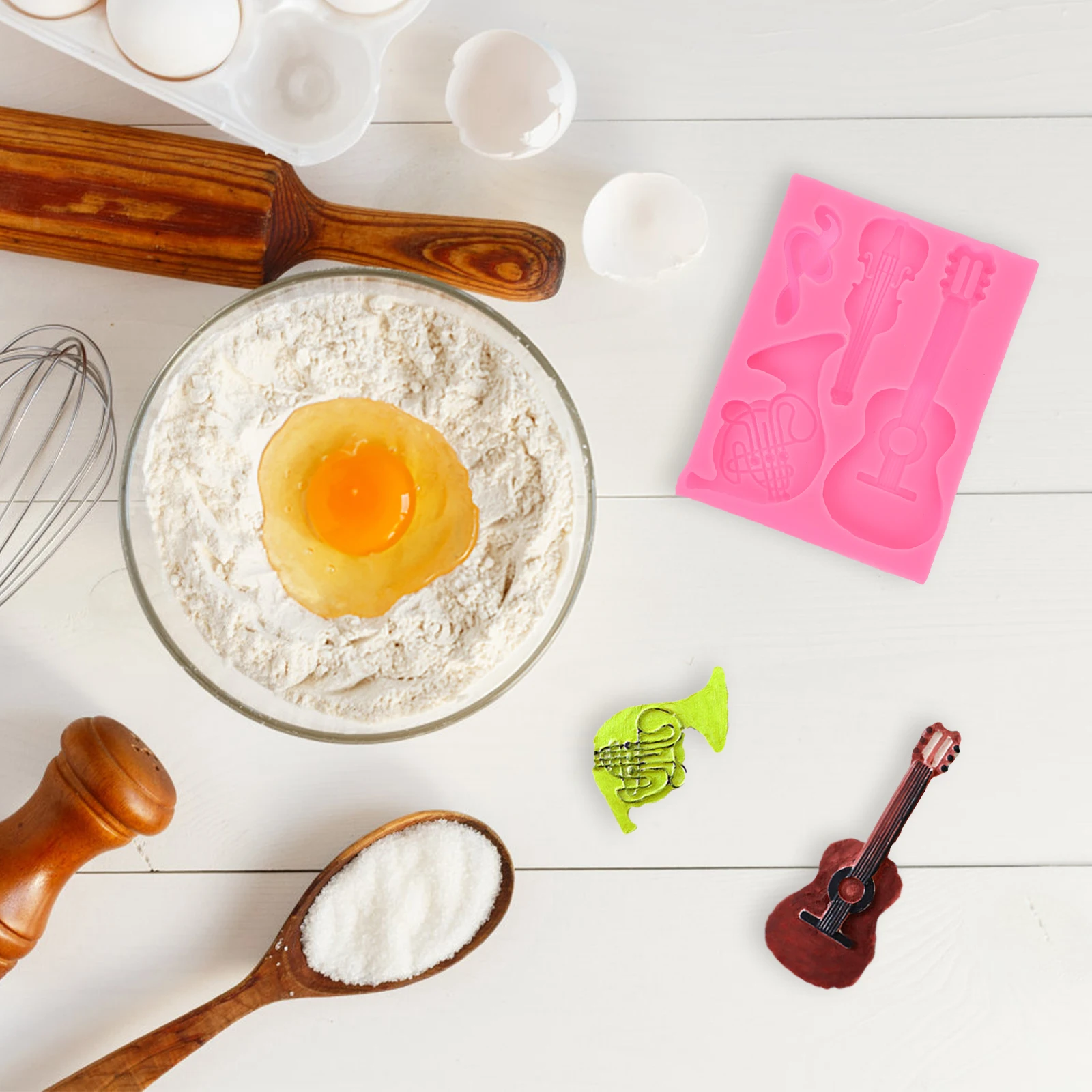 

Realistic Silicone Violin Mold Flexible Non Stick Candy Chocolate Fondant Cake Decorating Mold Musical Treats Notes Silicone