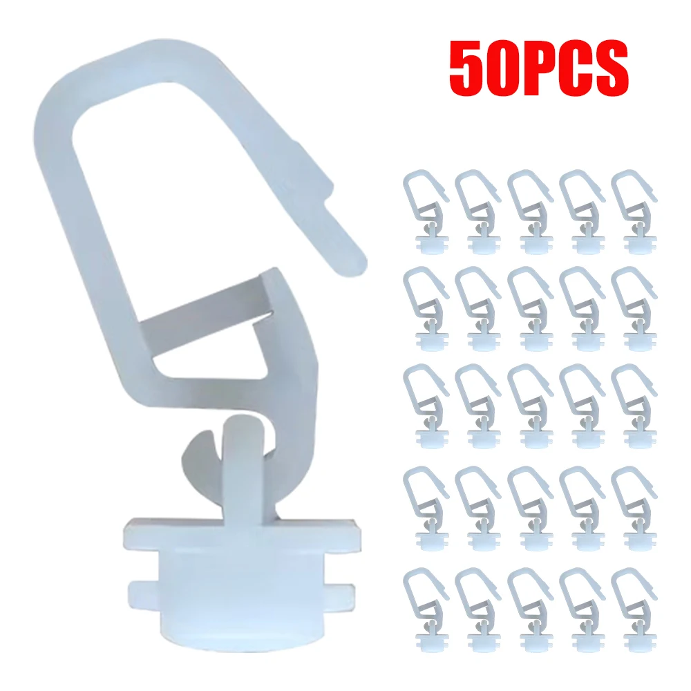 50pc Curtain Folding Hooks Window Curtain Hanger Hanging Hook Strong Tension Clip Holder Poles Tracks Household Car Accessories
