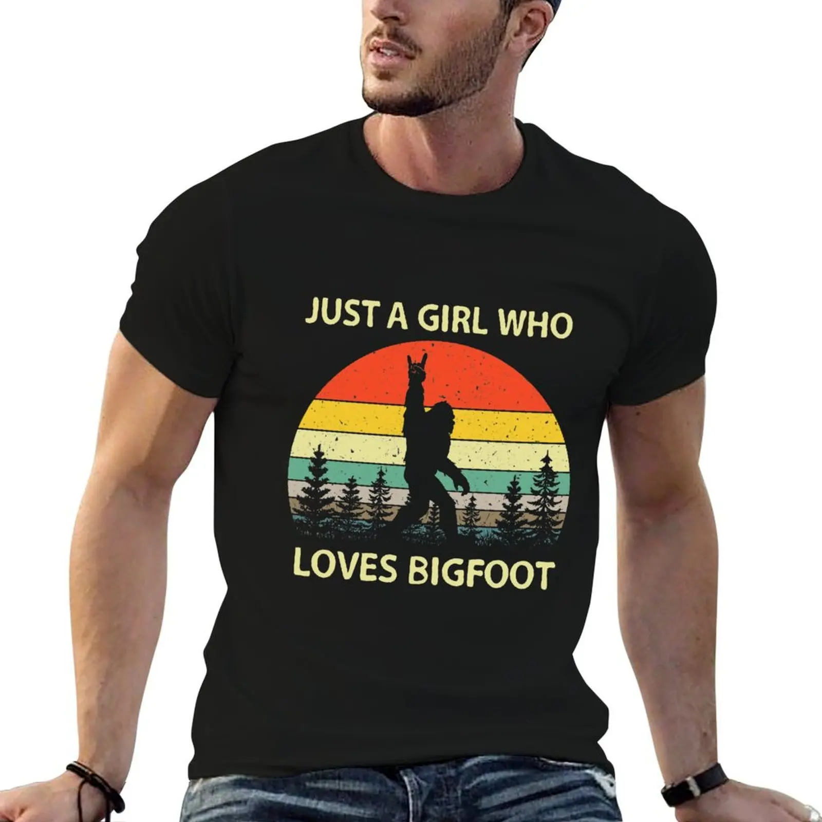 

Best Girl Loves Bigfoot Vintage Birthday Shirt Sasquatch Believers Camping Party T Shirt T-Shirt t shirts cotton 100% T-Shirt