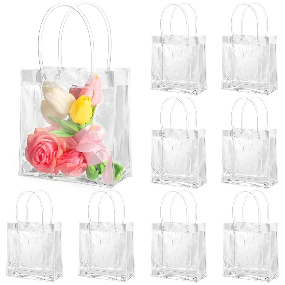 10/20 Pcs Clear Gift Bags With Handle Transparent Reusable Can Be DIY-decorated for Mother's Day Boutique Small Items Makeup Bag