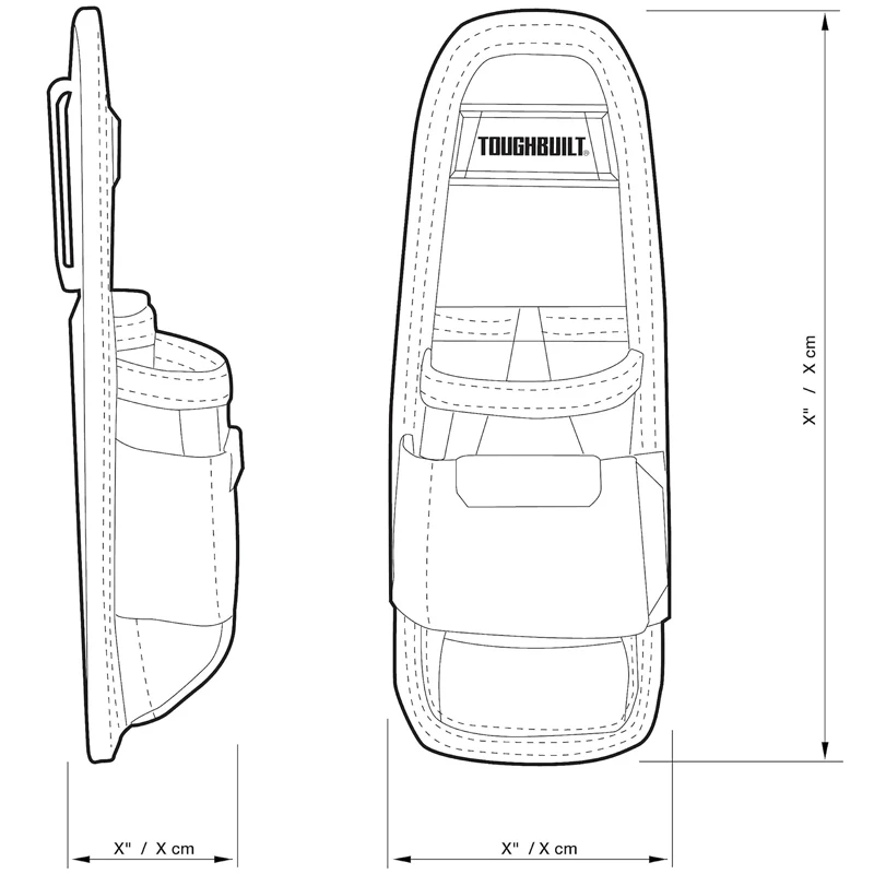 TOUGHBUILT TB-30 Utility Pouch 6 Pockets & Rings Steel Belt Tape Measure Clamp Heavy-duty Structure Plastic Lined Practical Bag