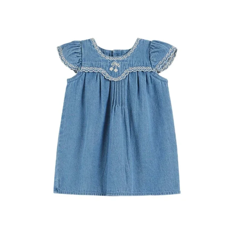 OUYANG & IVAN الأطفال Sets25 الربيع/الصيف EM محبوك سترة فتاة سروال قصير تنورة الدنيم الكرز الحمالات فستان #6