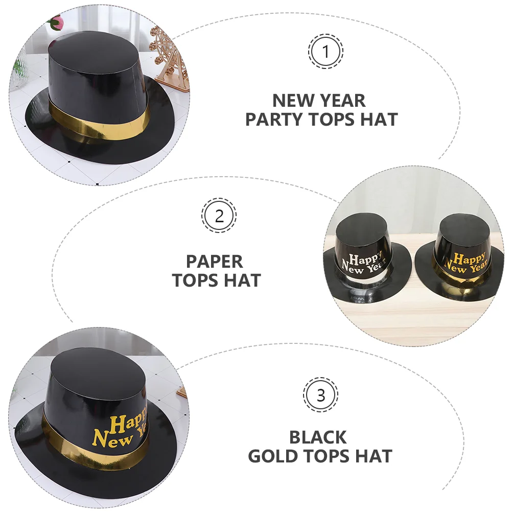 4 Pcs Polite Gold Tops Kids Hat 2022 New Years Headbands Hats Paper Party Apparel