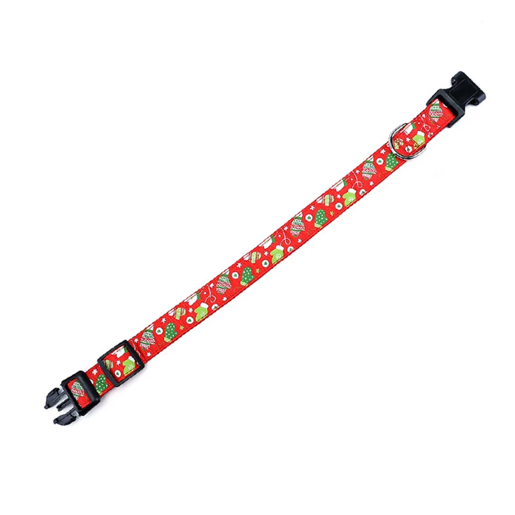 

Christmas Gloves Pattern Pet Dog Collar Pulling Rope Set Collar Size S 2.5x40cm Pulling Strap 2.5x120cm Stylish Adjustable