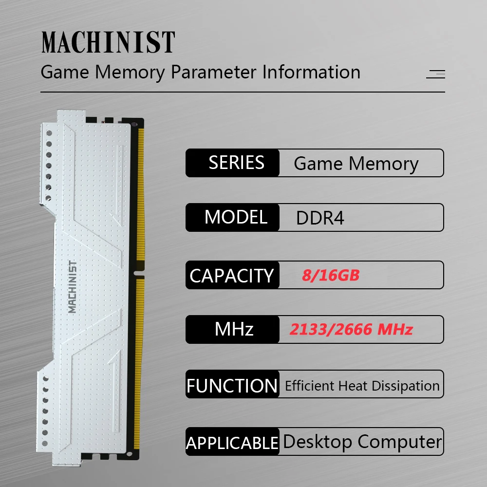 MACHINIST RAM 8GB 16GB 2133HMz 2666HMz DDR4 Desktop Memory with Heat Sink DDR4 RAM PC DIMM for all motherboards