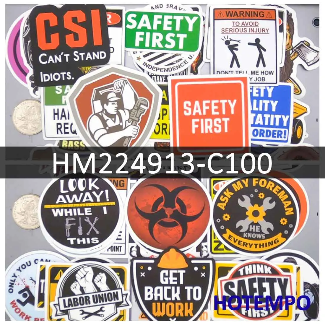 50/100PCS Safety First Stickers Warning Caution Worker Slogan Funny Decals for Phone Laptop Case Bike Car Luggage Helmet Sticker