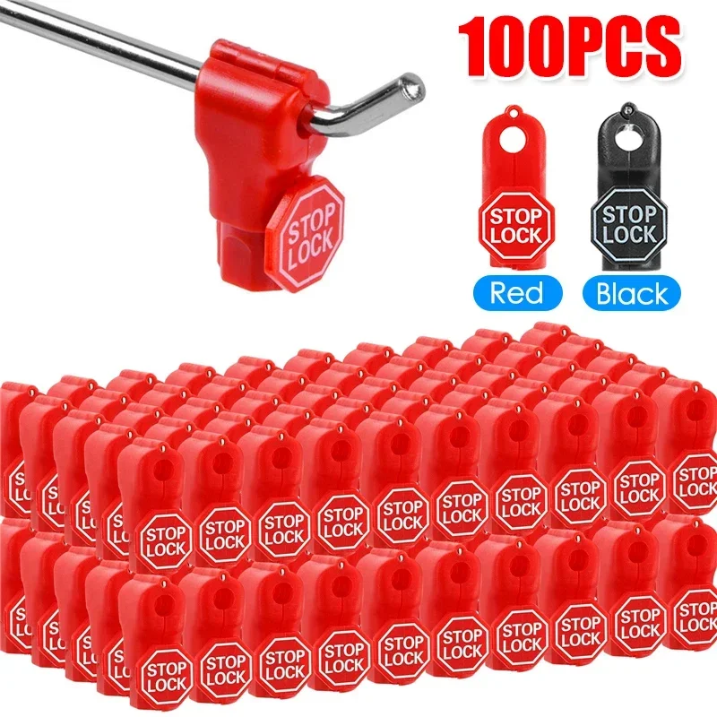 100PCS 6mm Plastic Red Stop Lock Anti-Theft Lock Retail Pin Hook Safety Display Hook Lock for Supermarket Store Shop Black