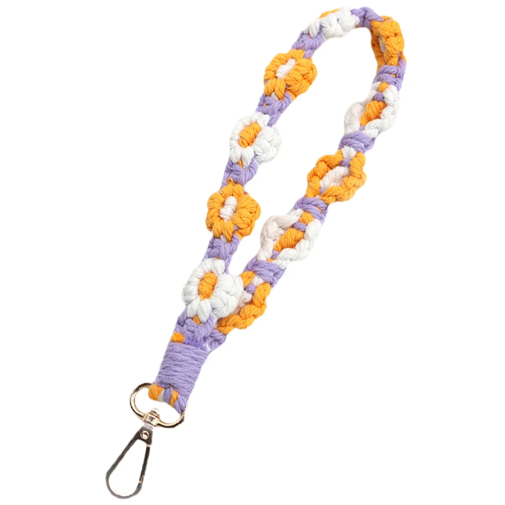 

Daisy Keychain Wrist Keychains for Women Cute Cotton Thread H made Crochet Car Keys Home Keys Bag Phone Accessories Practical