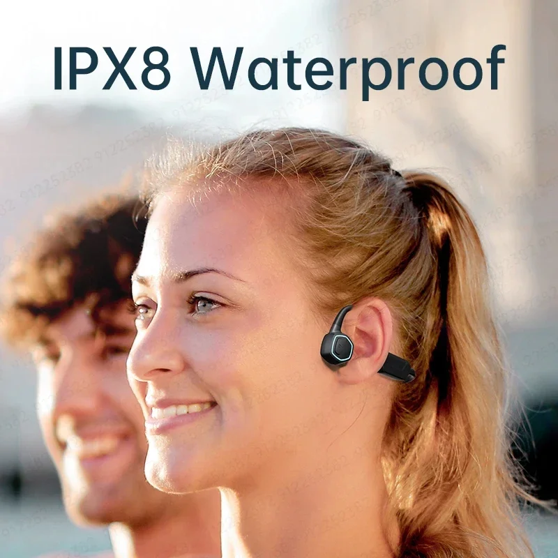 Wireless 5.3 Bluetooth Headset IPX8 Swimming Bone Conduction Headphones with 32GB Ear-hook Earbuds for Sport Business MP3 Player