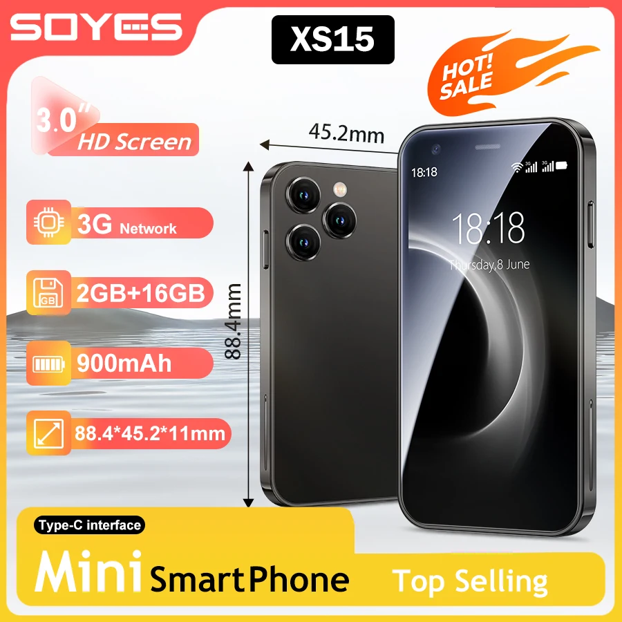 SOYES XS15 มินิสมาร์ทโฟน 3.0 นิ้ว Android 8.1 2GB RAM 16GB ROM Dual SIM สแตนด์บาย Play Store โทรศัพท์ 3G