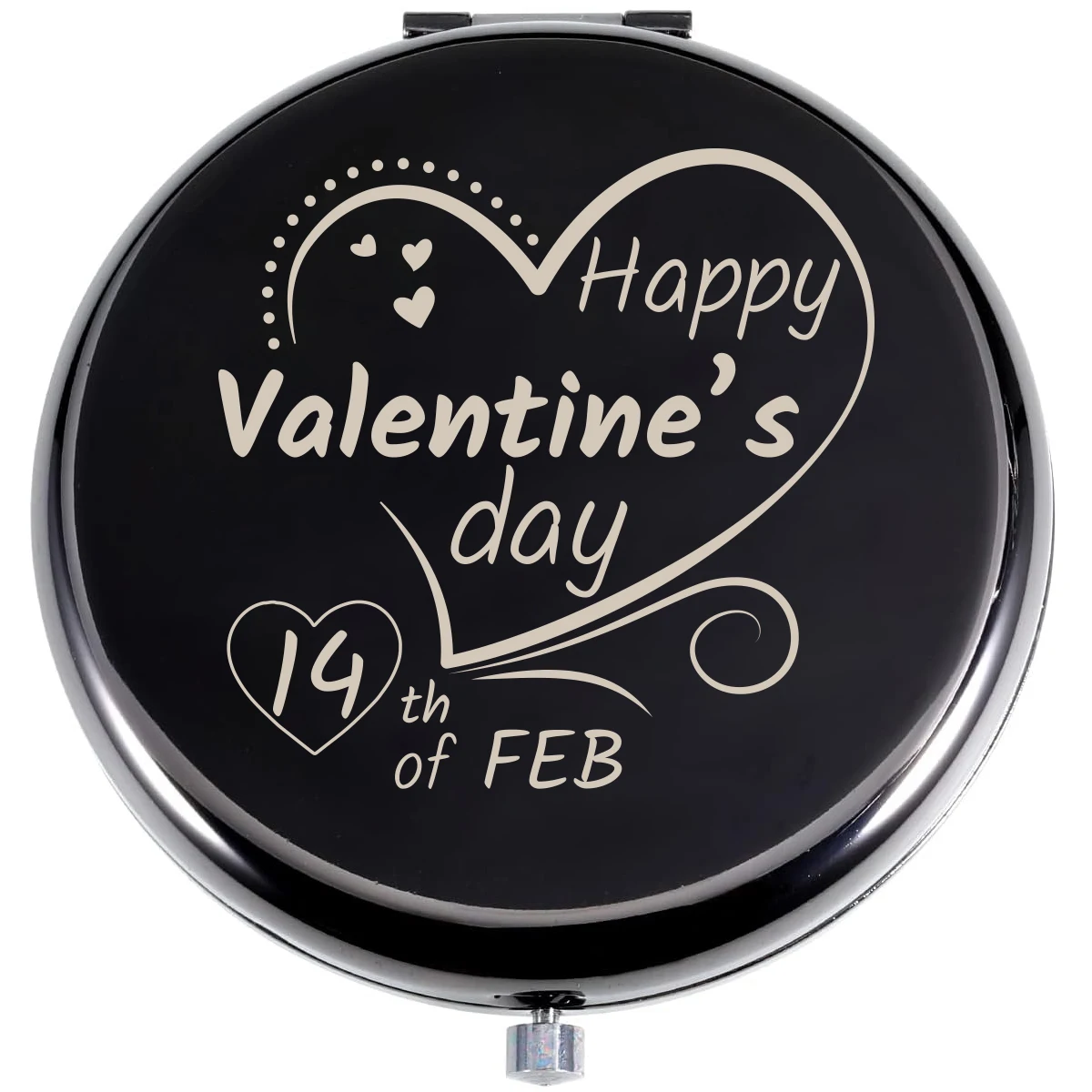 1pc Funny Valentine's Day Love Custom Name Round Circle Mirror Makeup Mirror Fold Mirror Pocket Mirror Party Gift view 3
