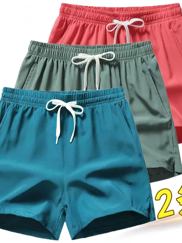 

Ice Silk Shorts Breathable Lightweight Fitness Running Quick Dry Straight Leg Casual Beach Pants for Men Summer 2026 Polyeste...