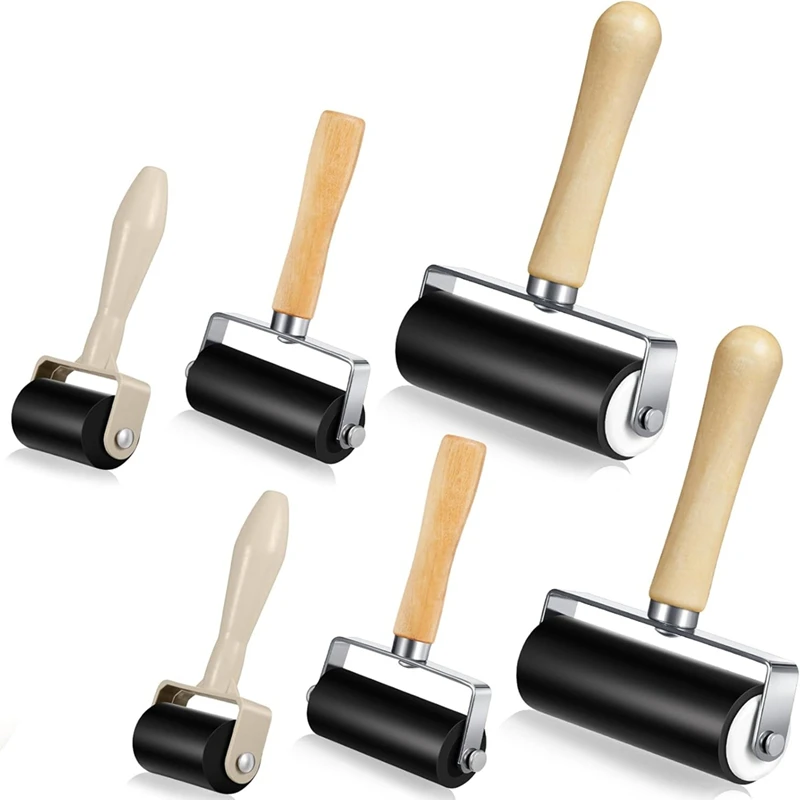 Yapışkanlı Baskı için 6 Parçalı Kauçuk Rulo, Mürekkep Blok Kağıdı, Zanaat Damgalama, Duvar Kağıdı, Damgalama Scrapbooking