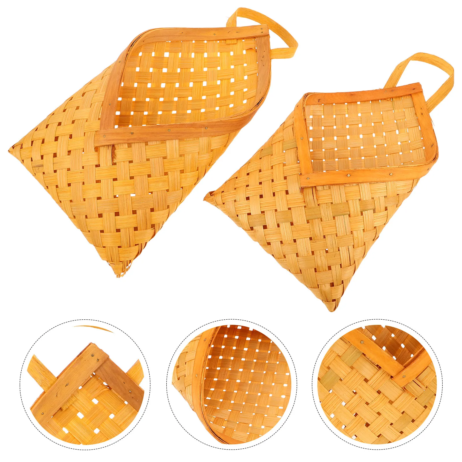 2Pcs Handwoven Wall Hanging Basket Set Rustic Nordic Decorative Mail Organizer Kitchen Balcony Fruit Vegetable Storage Hanging