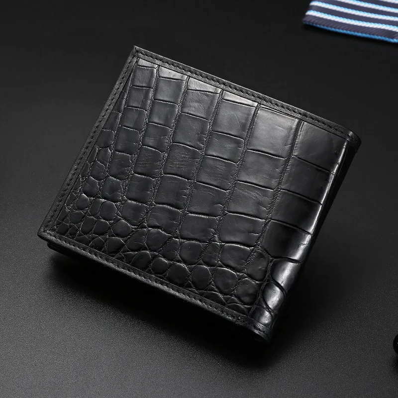 New Korean Fashion Crocodile Bag Real Genuine Men Genuine Leather Wallets Short Horizontal Leather Female Male Wallet Mens Purse