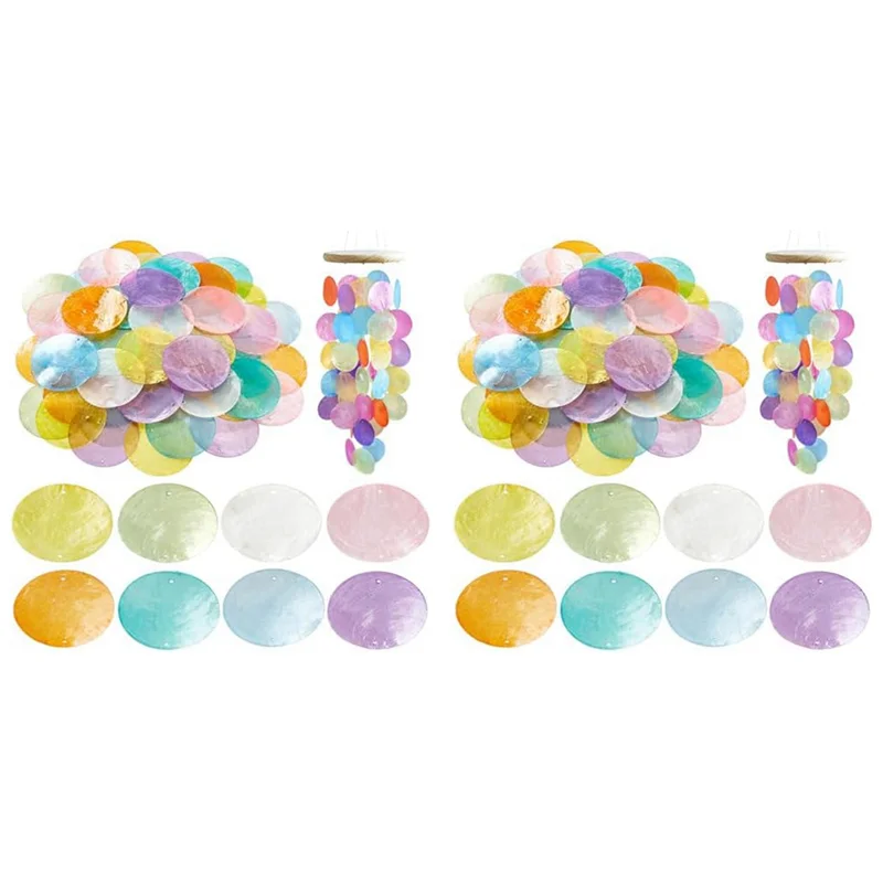 

CYL-2Set 2Inch Round Sliced Capiz Shell Disc Sea Shell Coin Bead Connector With 1.5Mm Dual Holes For Crafting