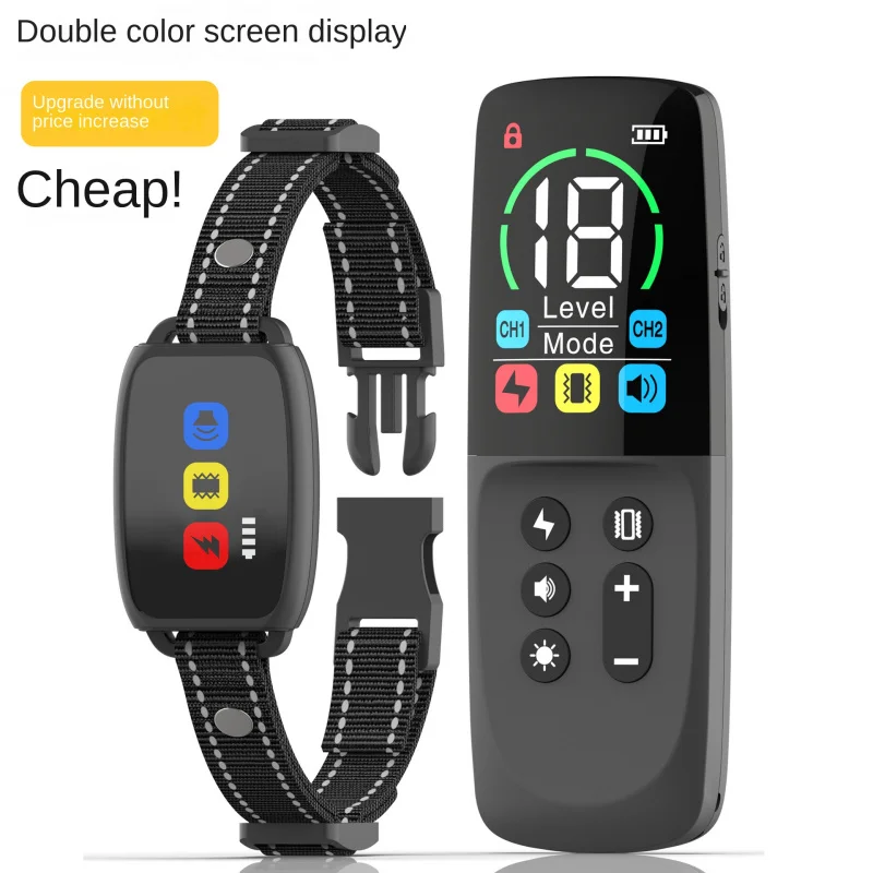 

Dog Training Collar with Color Screen-Remote Control Anti Bark Collar, Rechargeable IP67 Waterproof & CE Certified for Dogs