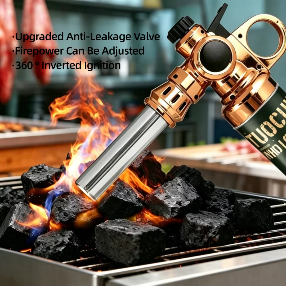 360 ° Reversibler Butangas-Brenner, Mehrzweck-Hochtemperatur-Flammenwerfer für BBQ, Holzkohleanzündung, Fleischhaarentfernung und Kochen – Detail 5