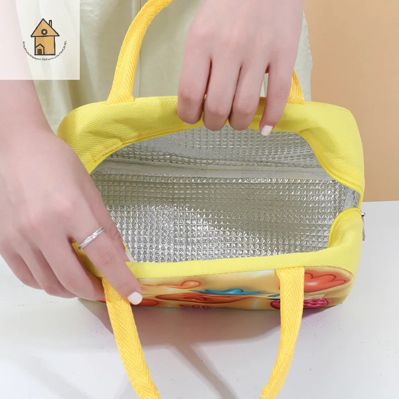 

3D Cartoon Children's Lunch Bag Thermal Insulation Aluminum Foil Waterproof Oxford Cloth Bento Bag Portable Picnic Tote Bag