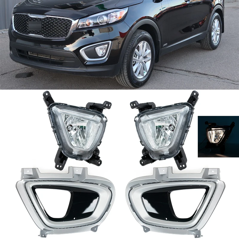 Foglight fendinebbia para kia sorento ex lx 2016 2017 2018 amortecedor dianteiro luz de nevoeiro guarnição capa quadro tampa moldura capa