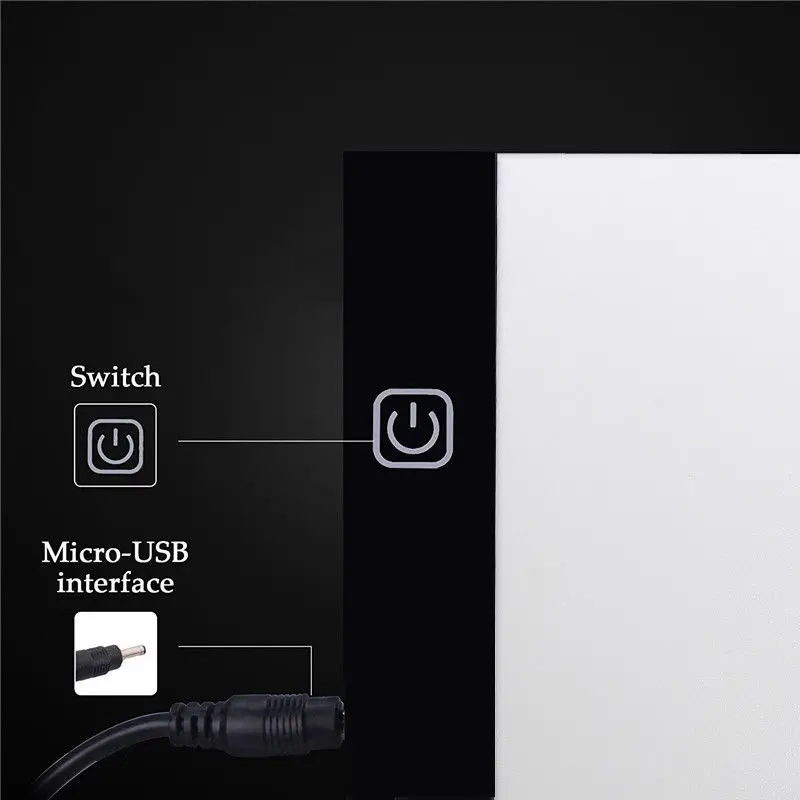 A4 lampu papan stensil LED USB, lampu papan stensil seni menggambar, kotak meja bantalan salinan