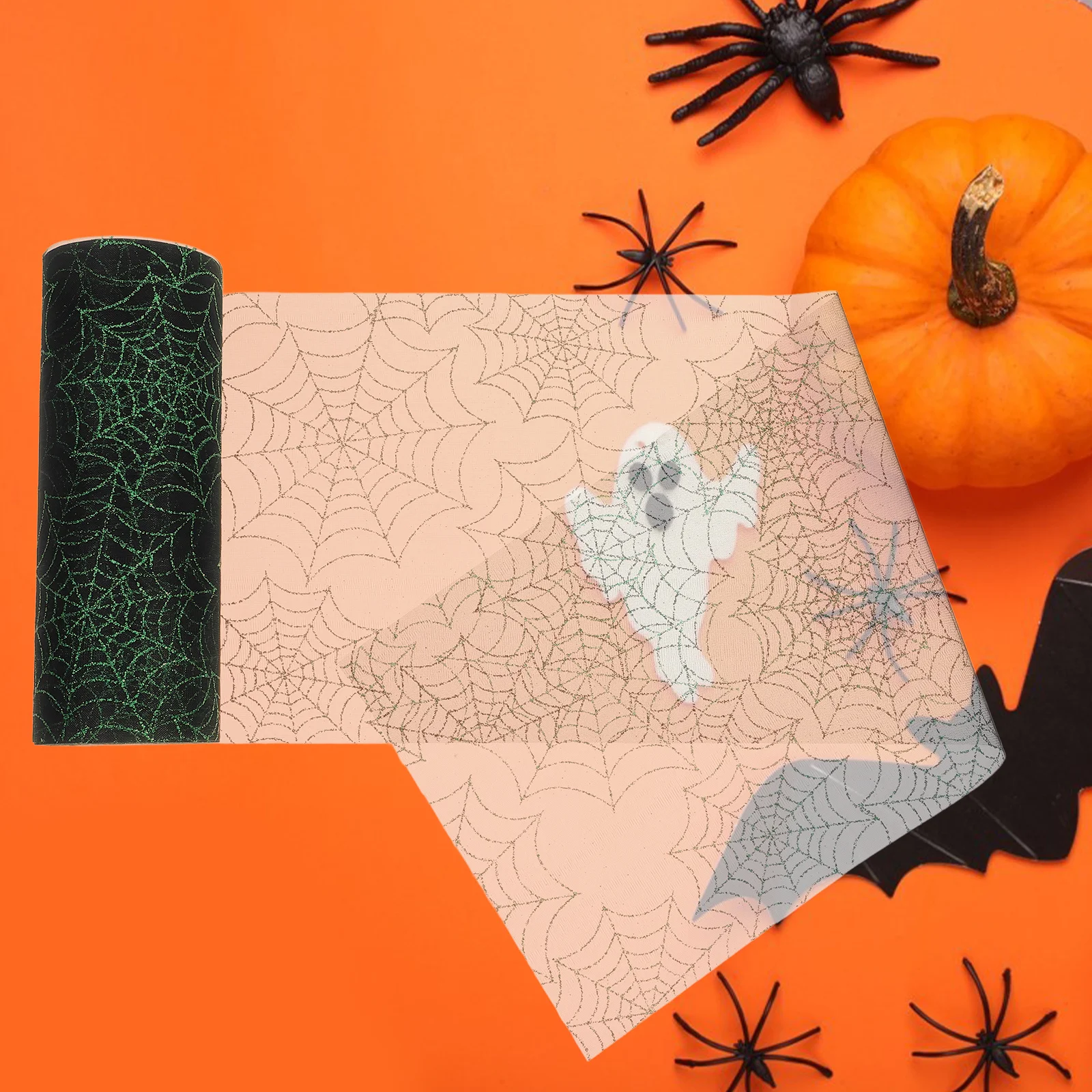 

1 Roll Organza Fabric Halloween Decorations Diy Craft Supplies Haunted Party Decoration Craft Halloween Gauze Spider Web Colored