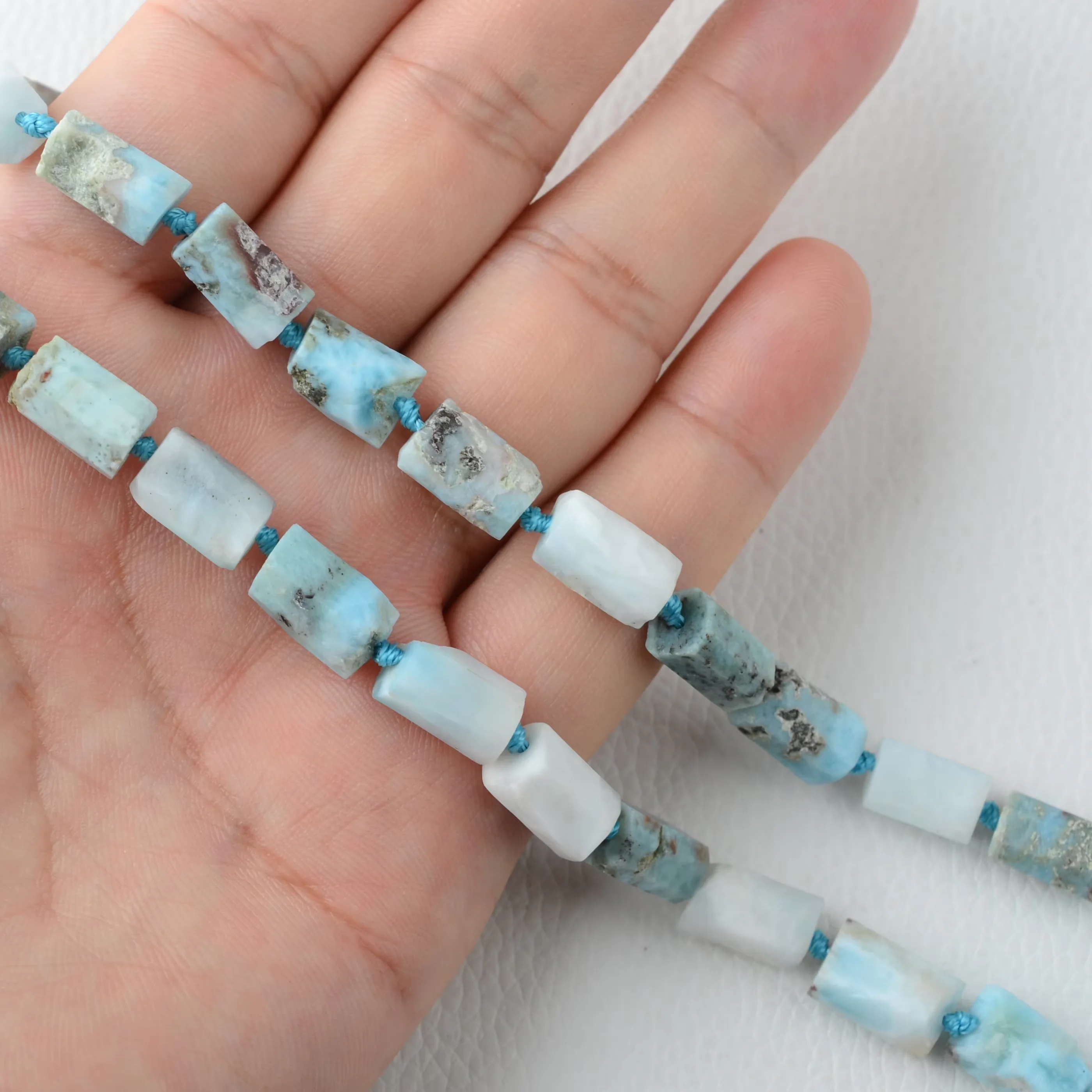 Women's 6-8mm Natural Larimar Freeform Nugget stone Loose Beads 15