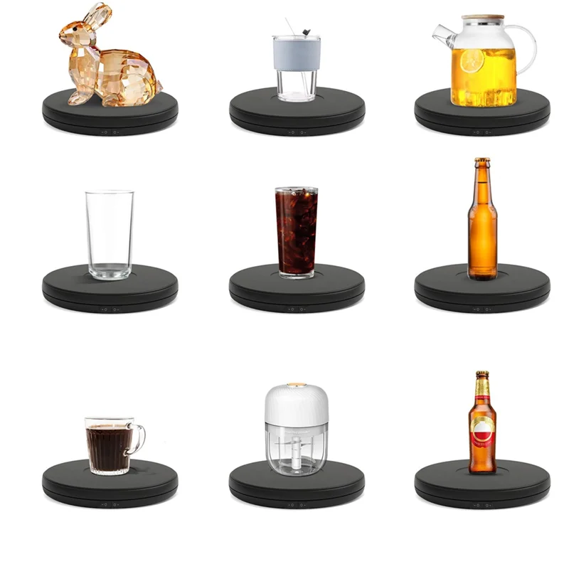 حامل عرض AT43-LED مقاس 10 بوصة، 360 درجة °   قرص دوار بمحرك مع أضواء، قاعدة دوارة كهربائية بسعة 22 رطلاً