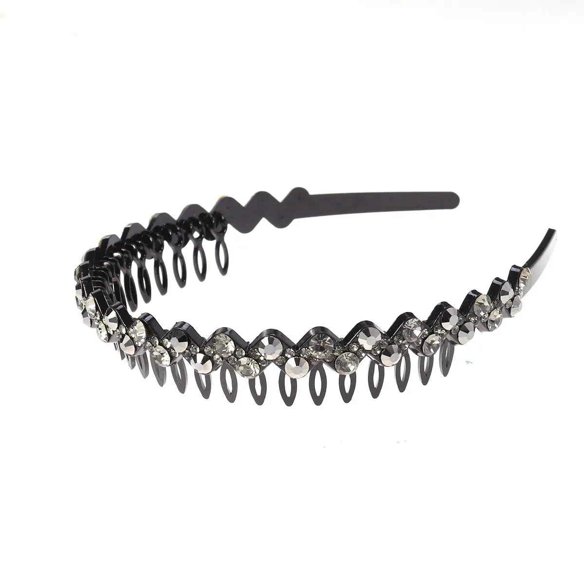 

Girls Large Crystal Toothed Headband Grey Black Stylish Crystal Teeth Comb Hair Hoop Rhinestone Hairband for Birthday Party