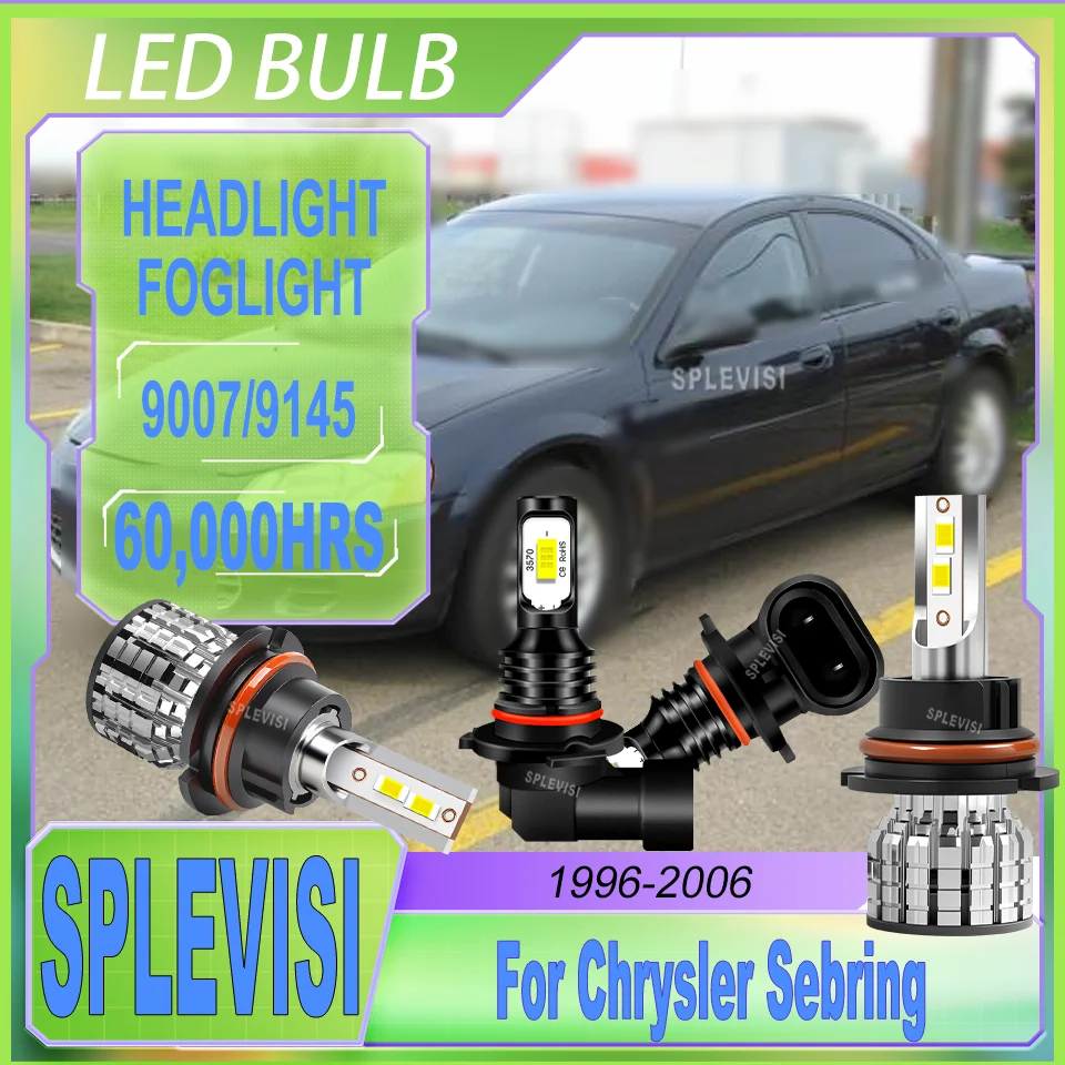 

PowerSaver LED Headlight Fog Light Headlamp Kit IP67 For Chrysler Sebring 1996 1997 1998 1999 2000 2001 2002 2003 2004 2005 2006