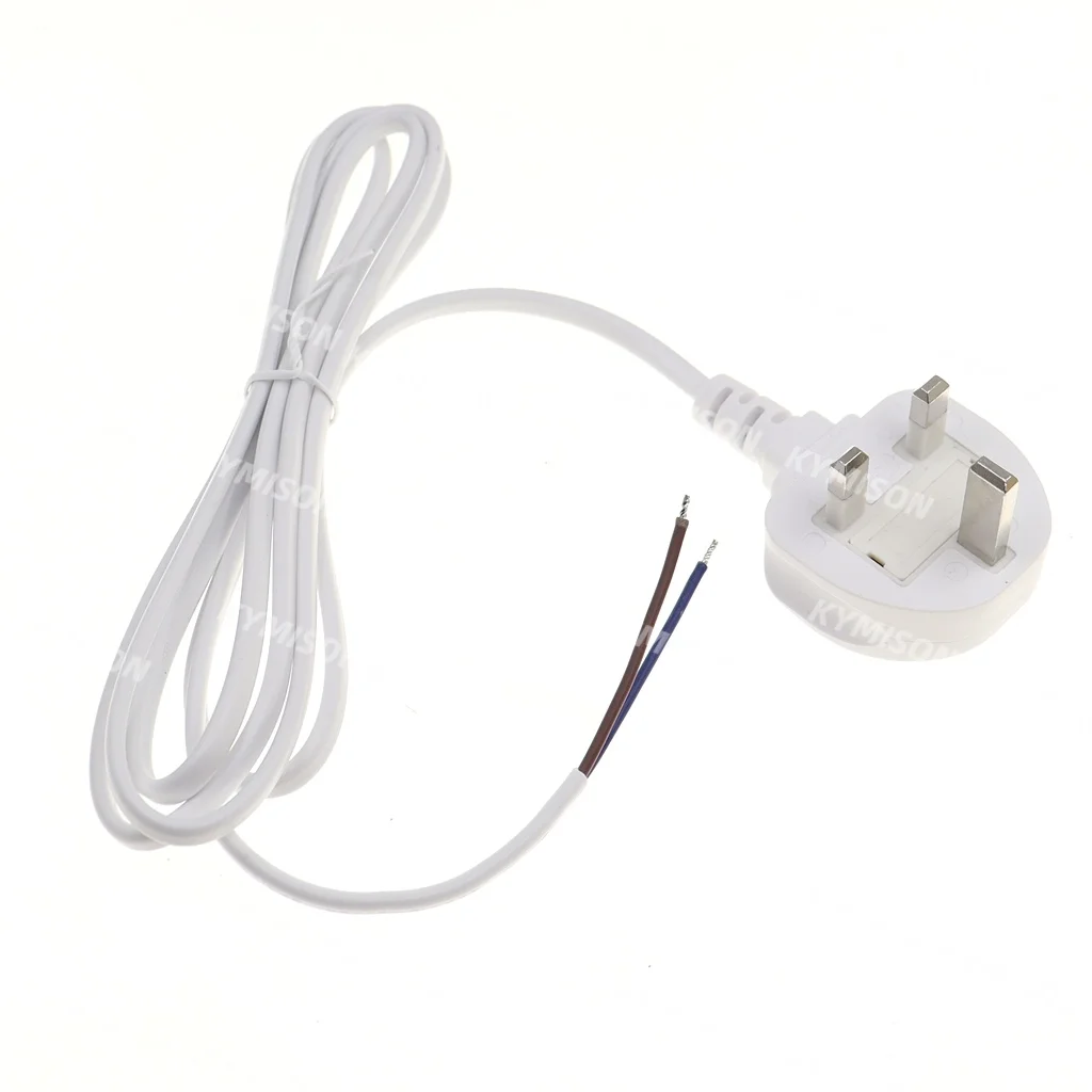 1.8M UK BS1363 Plug Power Cable 2Pin 2*0.75mm Square Copper Power Wire British Standard Bare Tail Semi-finished Cord