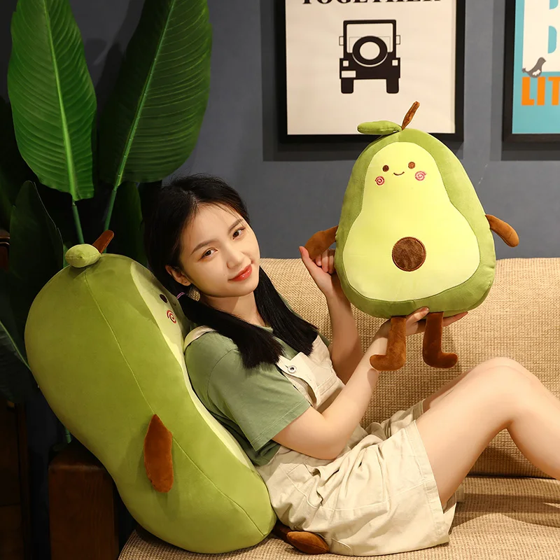 50-100cm Kawaii Stuffed Fruit Green Giant Avocado Plush Toy Soft Doll Big Sleeping Pillow Cute Birthday Gift for Girl Room Decor