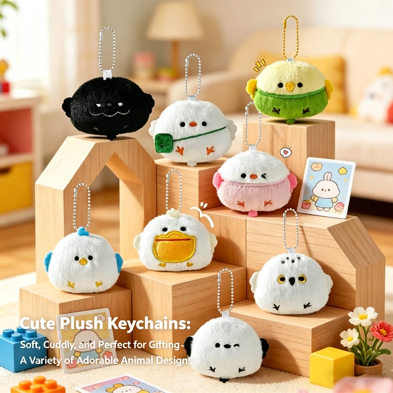 

Cute cartoon plush toy keychain bead necklace pendant bird keychain backpack decoration gift