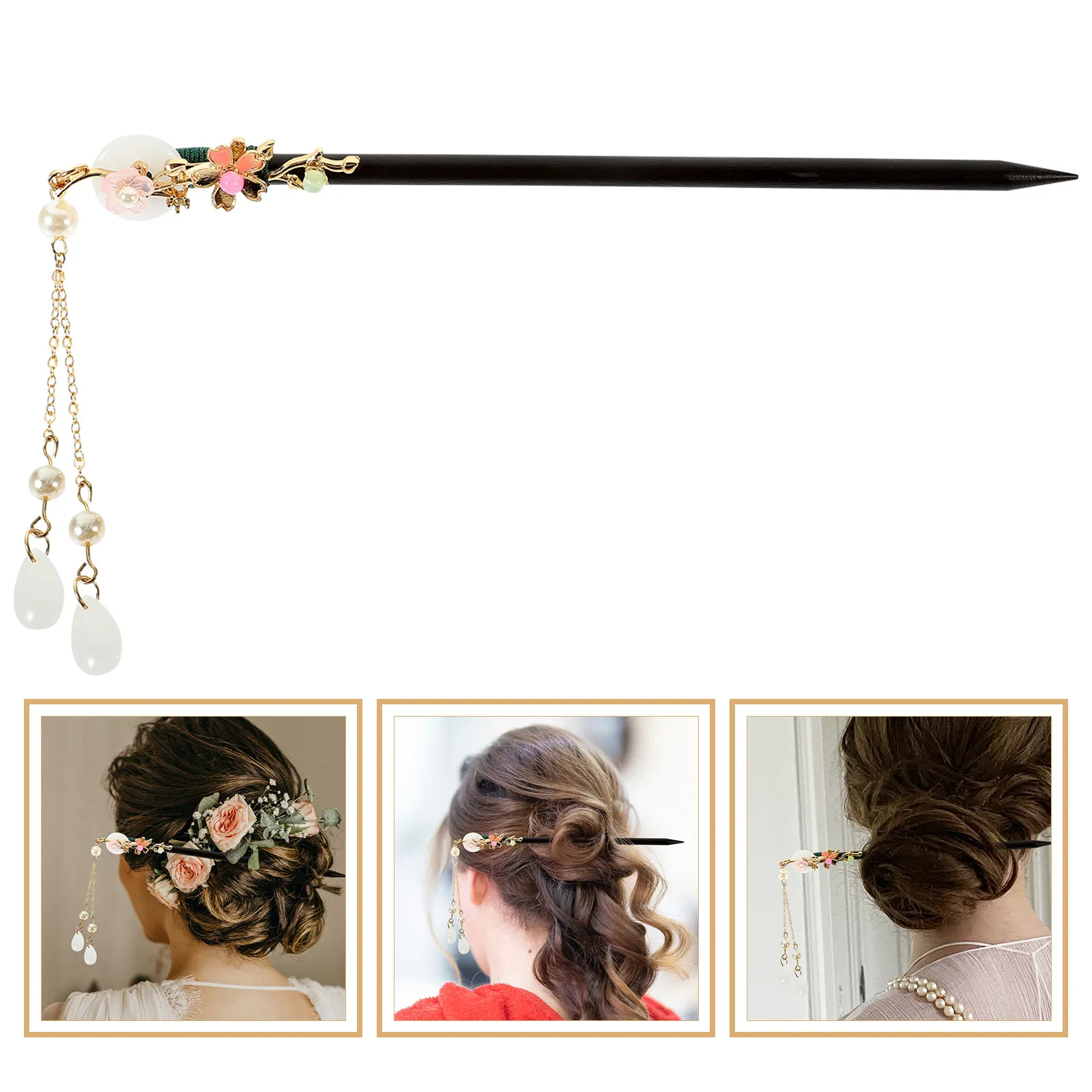Wooden Chinese Hair Stick for Women Lightweight Vintage Hair Bun Accessories Perfect for Wedding Prom Cosplay Party Photo Shoot