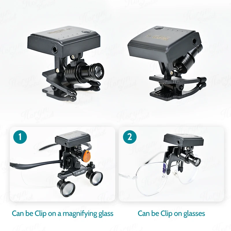 Faro dentale a LED wireless da 5 W con luce binoculare portatile a clip per lente d'ingrandimento medica da laboratorio con lente d'ingrandimento per dentista